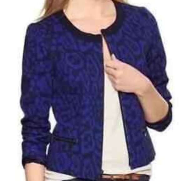Gap "Powerful Blue" Leopold Print Round Neck Zippered Jacket- Sz. 18 - Picture 10 of 10